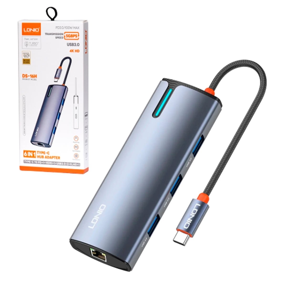 ADAPTADOR HUB LDNIO DS-16H 6 EN 1 100W en HILAX.PE — Camaná, Arequipa