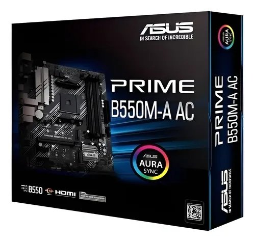 PLACA MADRE ASUS B550M-A AC PRIME, SOCKET AMD AM4, HDMI,VGA, DVI, WIFI + BT