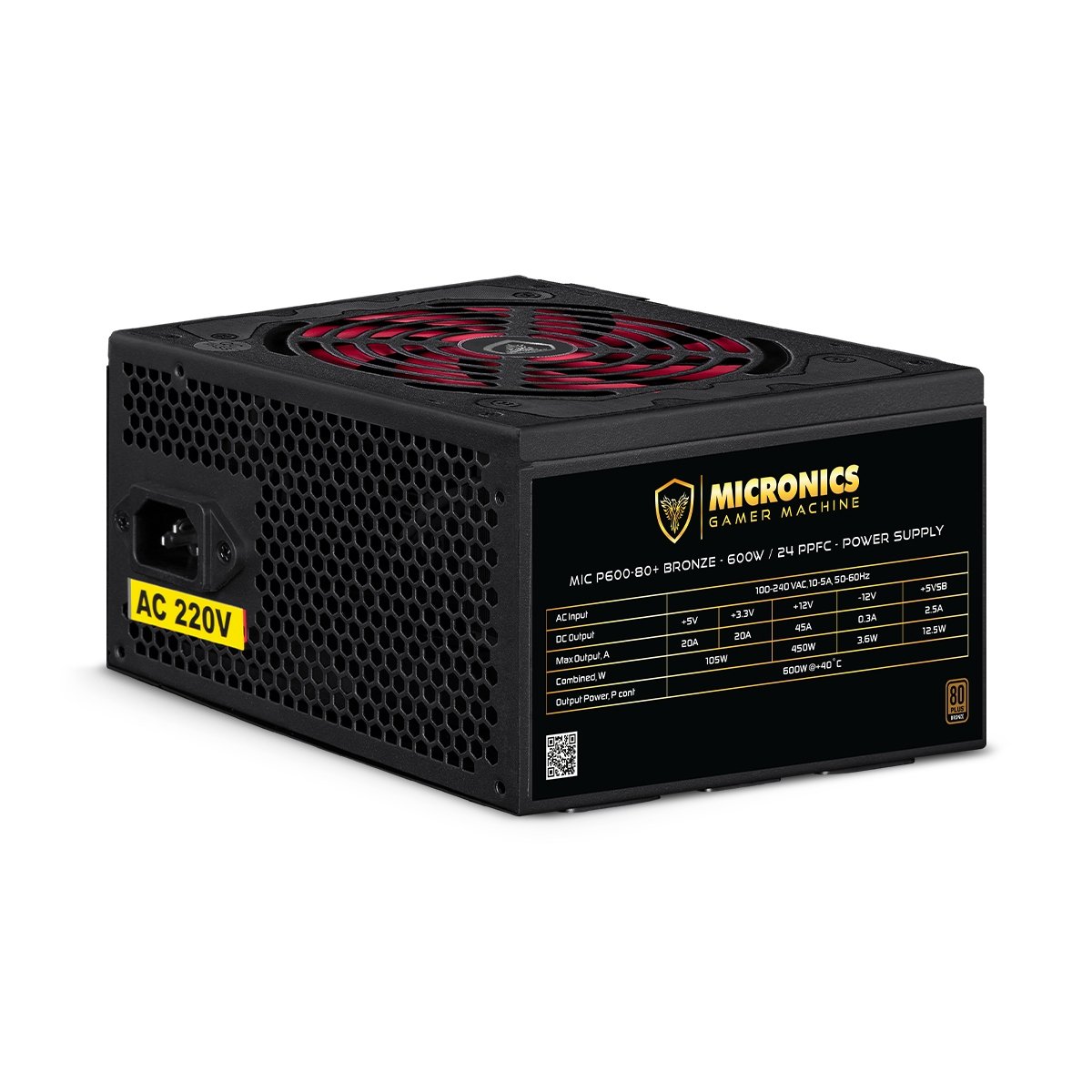FUENTE DE PODER ATX MIC P600-80 600W 80PLUS BRONZE