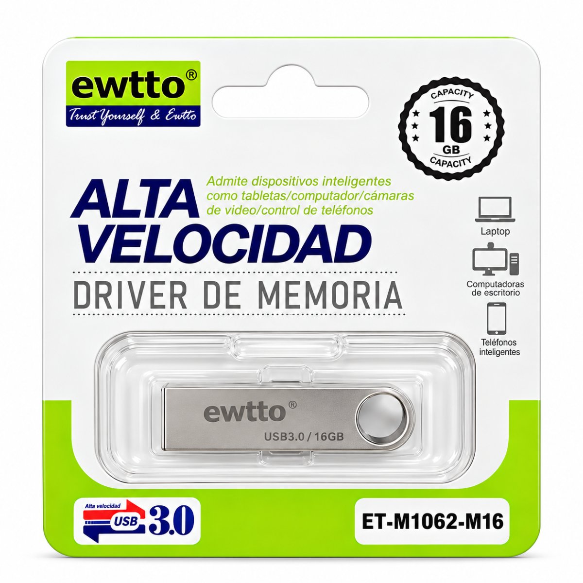 MEMORIA USB EWTTO 16GB ET-M1062 METAL