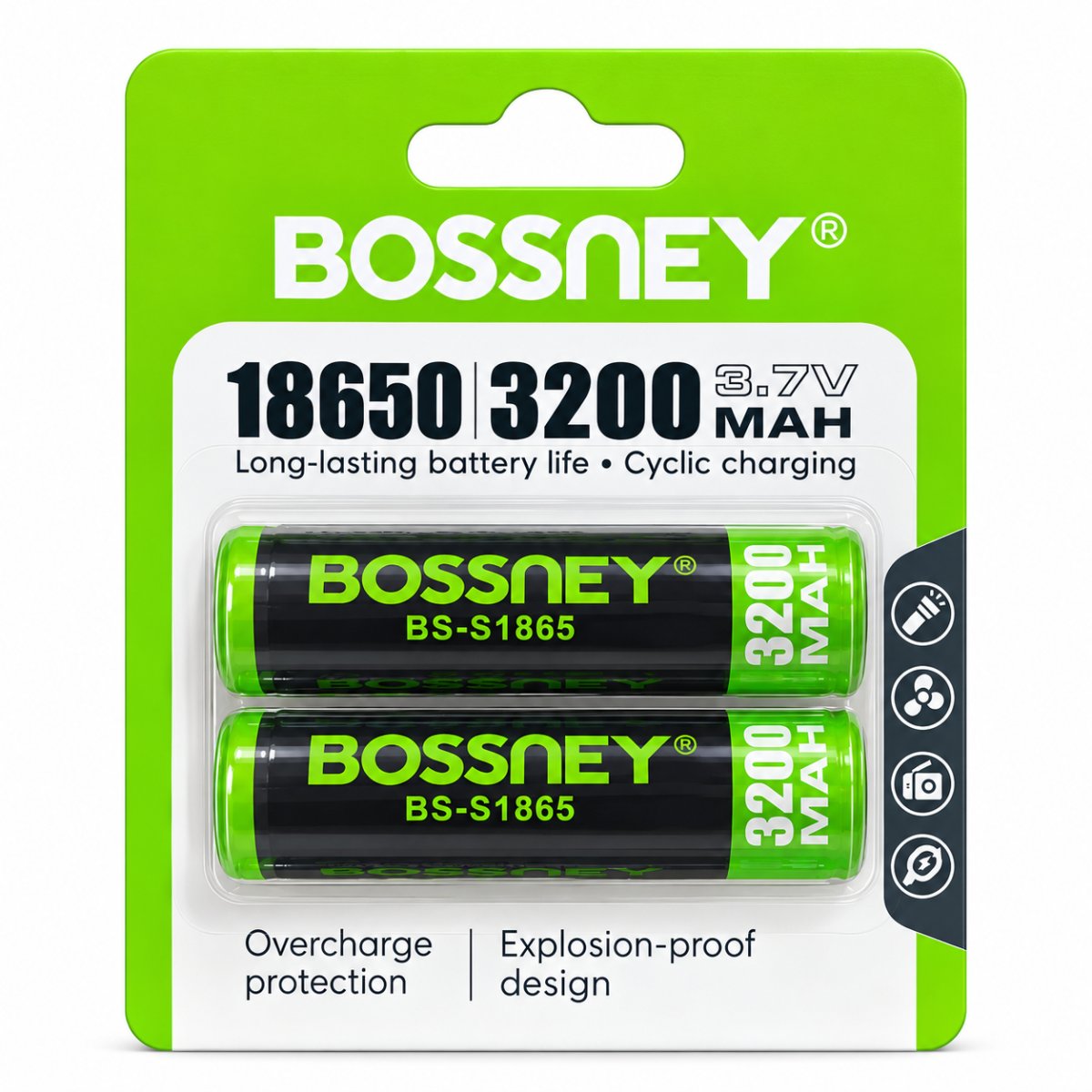 PILA RECARGABLE BOSSNEY 18650 3200MAH 3.7V