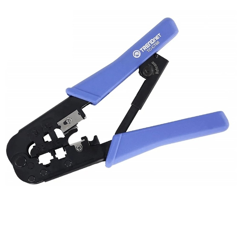 ALICATE CRIMPEADOR + PONCHADOR PLUG RJ-45, RJ-11, RJ-9 AZUL
