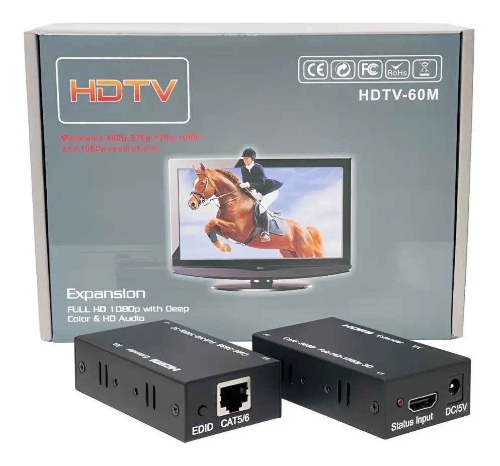 EXTENSOR HDMI 60M POR RJ45 CON FUENTE HDTV-60M