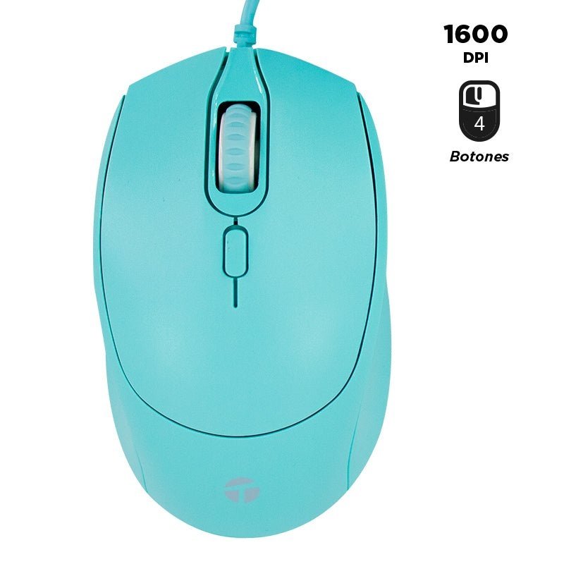 MOUSE OPTICO TEROS TE-1227S, USB, 4 BOTONES, COLOR VERDE